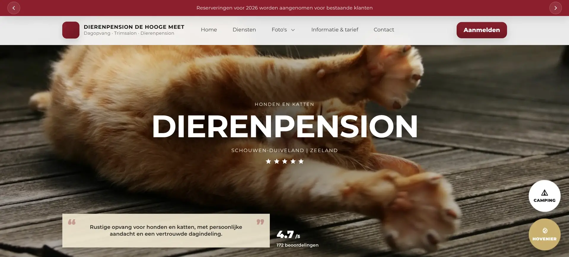 Website voor Dierenpension De Hooge Meet