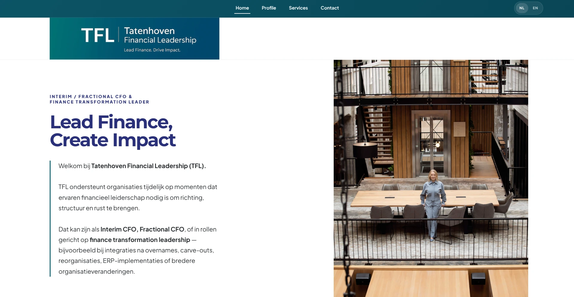 Website voor Tatenhoven Financial Leadership