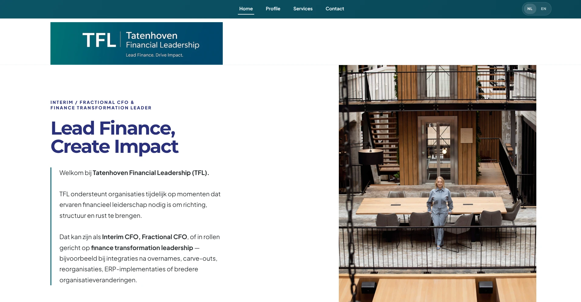 Website van Tatenhoven Financial Leadership